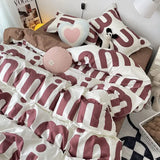 Korean Pink Letter Bedding Set