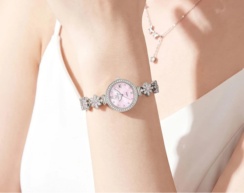 Diamond Rotation Floral Braceet Watch