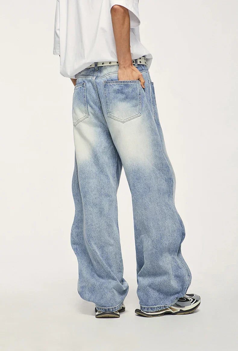 Y2K Washed Blue Wide-Leg Jeans