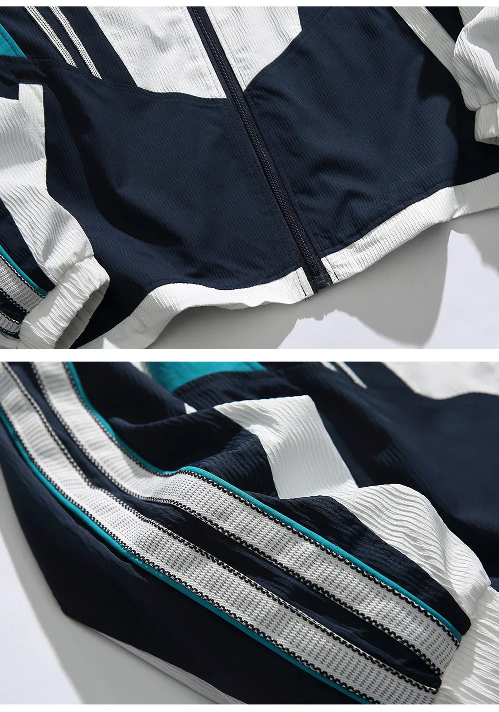 Lightweight Blue Patchwork Windbreaker Jacket