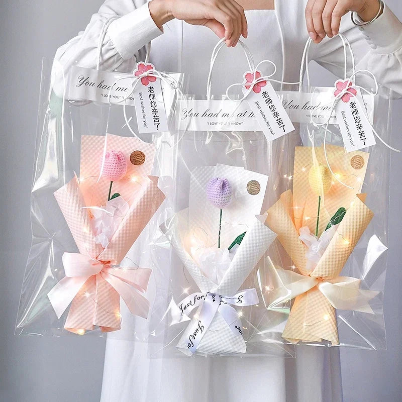 Crochet Flower Bouquet With LED Light String Gift