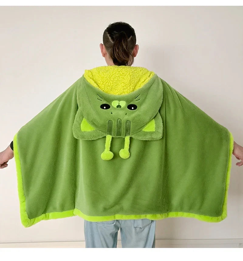 Cartoon Cute Seal Cat Hooded Blanket