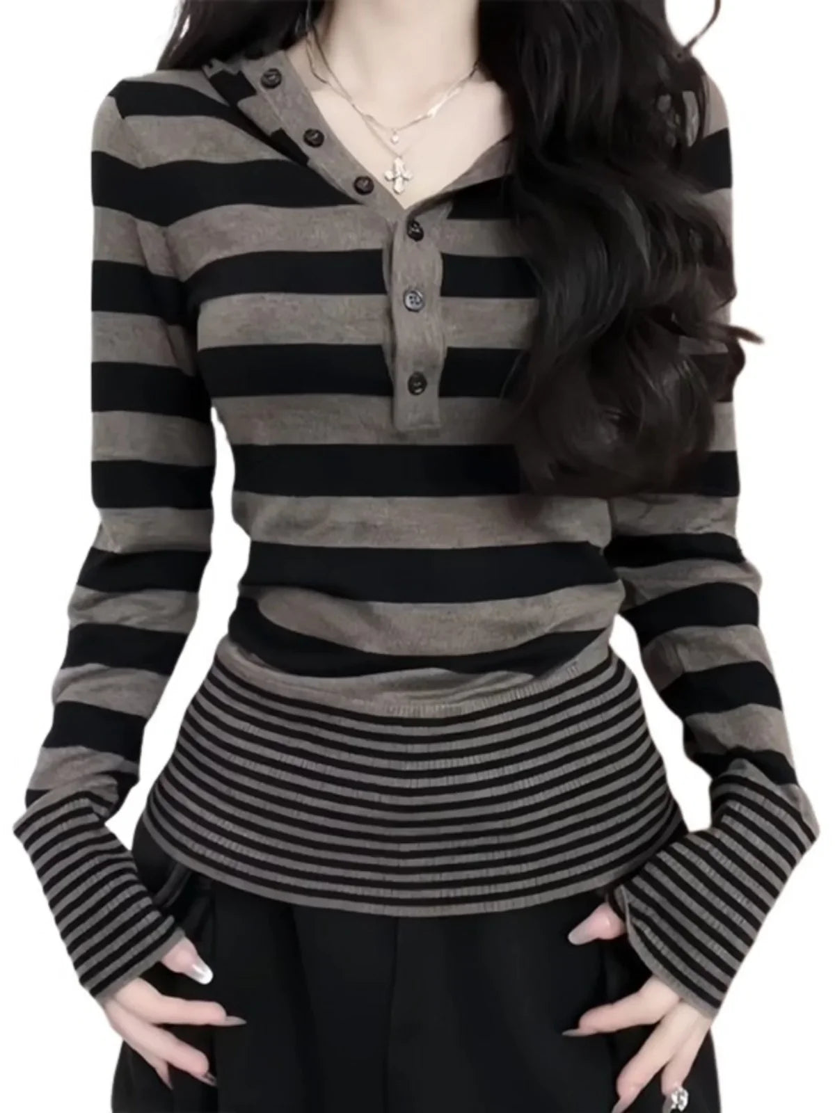 Casual Striped Long Sleeve Hoodie