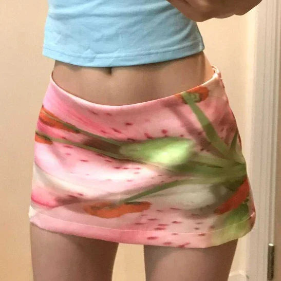 Pink Y2K Aesthetic Mini Skirt