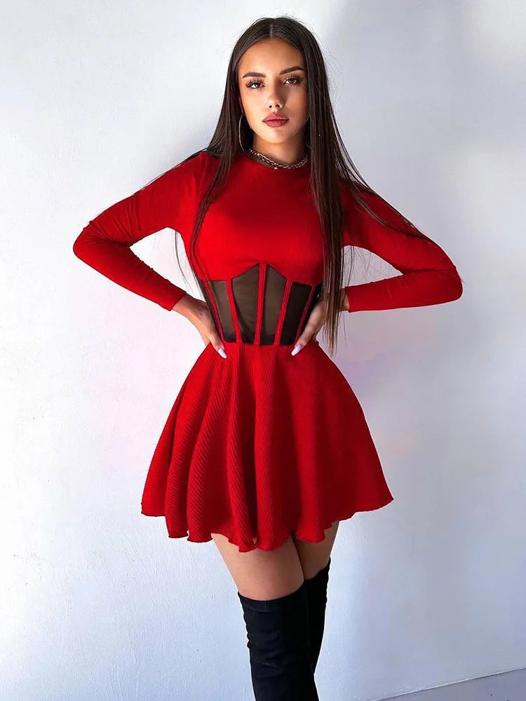 Bodycon A-line Solid Color Mini Dress