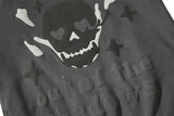 Sudadera gótica con capucha y calavera de llamas espumosas
