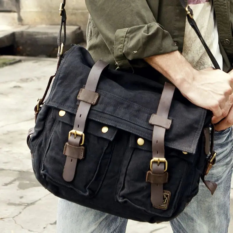 Vintage Canvas Leather Messenger Bag
