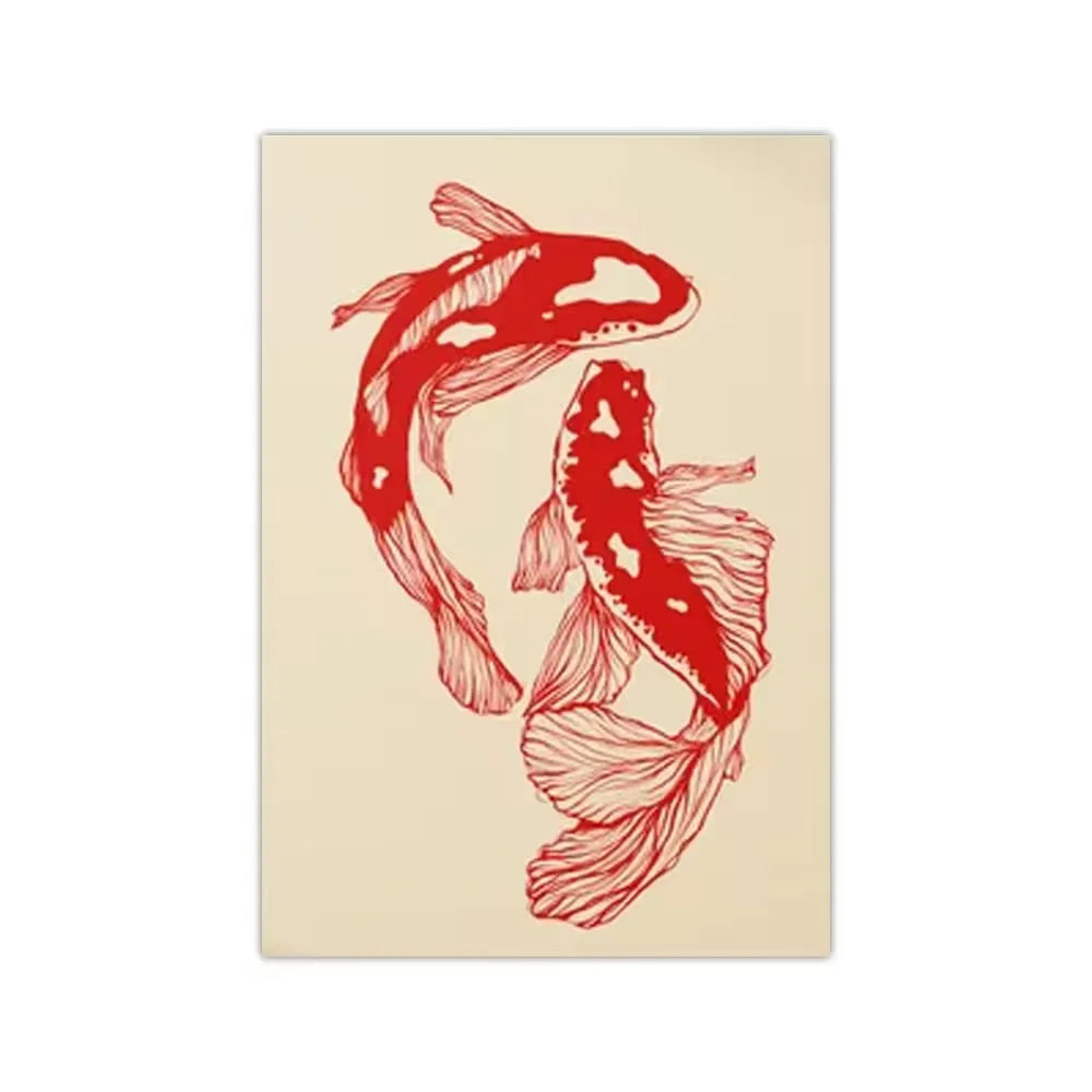 Vintage Red Koi Poster