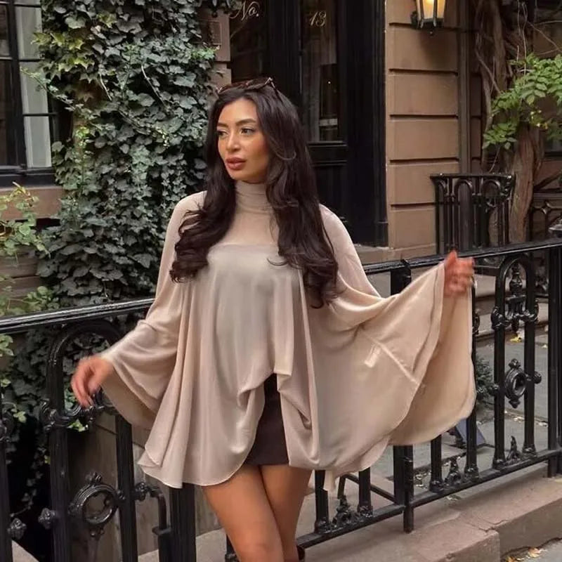 Women Loose Elegant Chiffon Beige Blouse