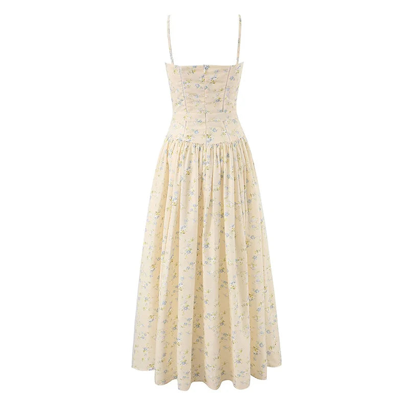 Floral Print Spaghetti Strap A-Line Maxi Dress