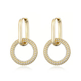 Steel Buckle Oval Earrings