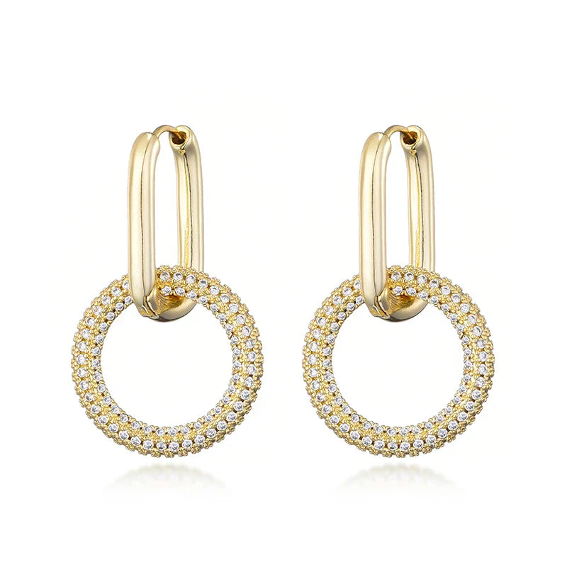Steel Buckle Oval Earrings