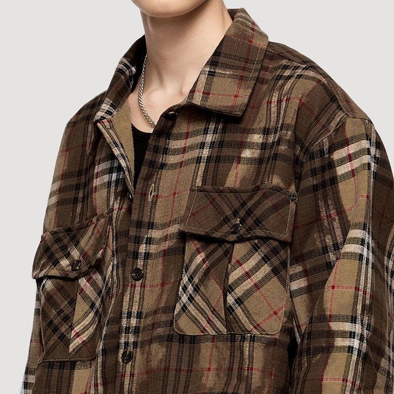 Y2k Plaid Washed Long Sleeve Shirt