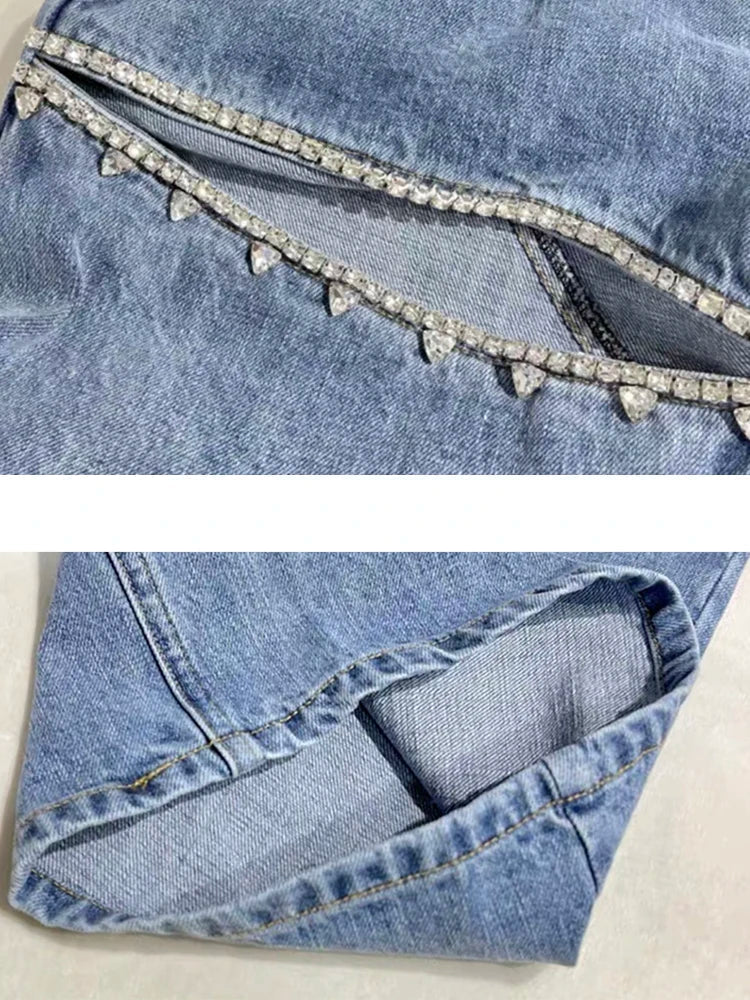 Baddie Embellished Ripped  Denim Jeans