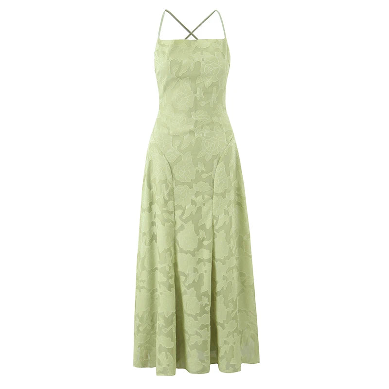 Sexy Backless Party Green Long Dress