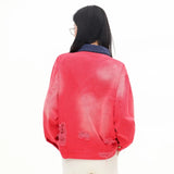 Turn-down Collar Washed Ripped Denim Jacket