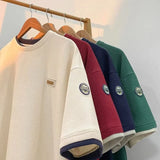 Vintage Applique Loose Fit Waffle T-Shirt