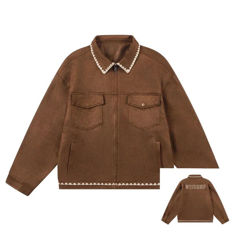 Y2K Stylish Suede Bomber Jacket