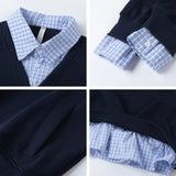 Marineblauer V-Ausschnitt Pullover