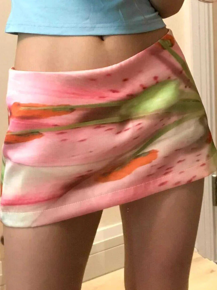 Pink Y2K Aesthetic Mini Skirt