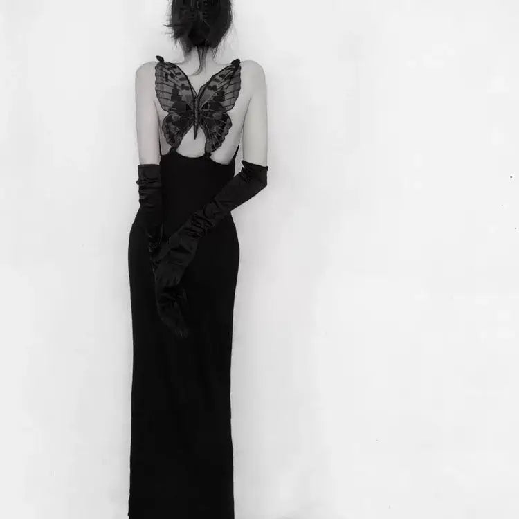 Black Butterfly Gothic Maxi dress