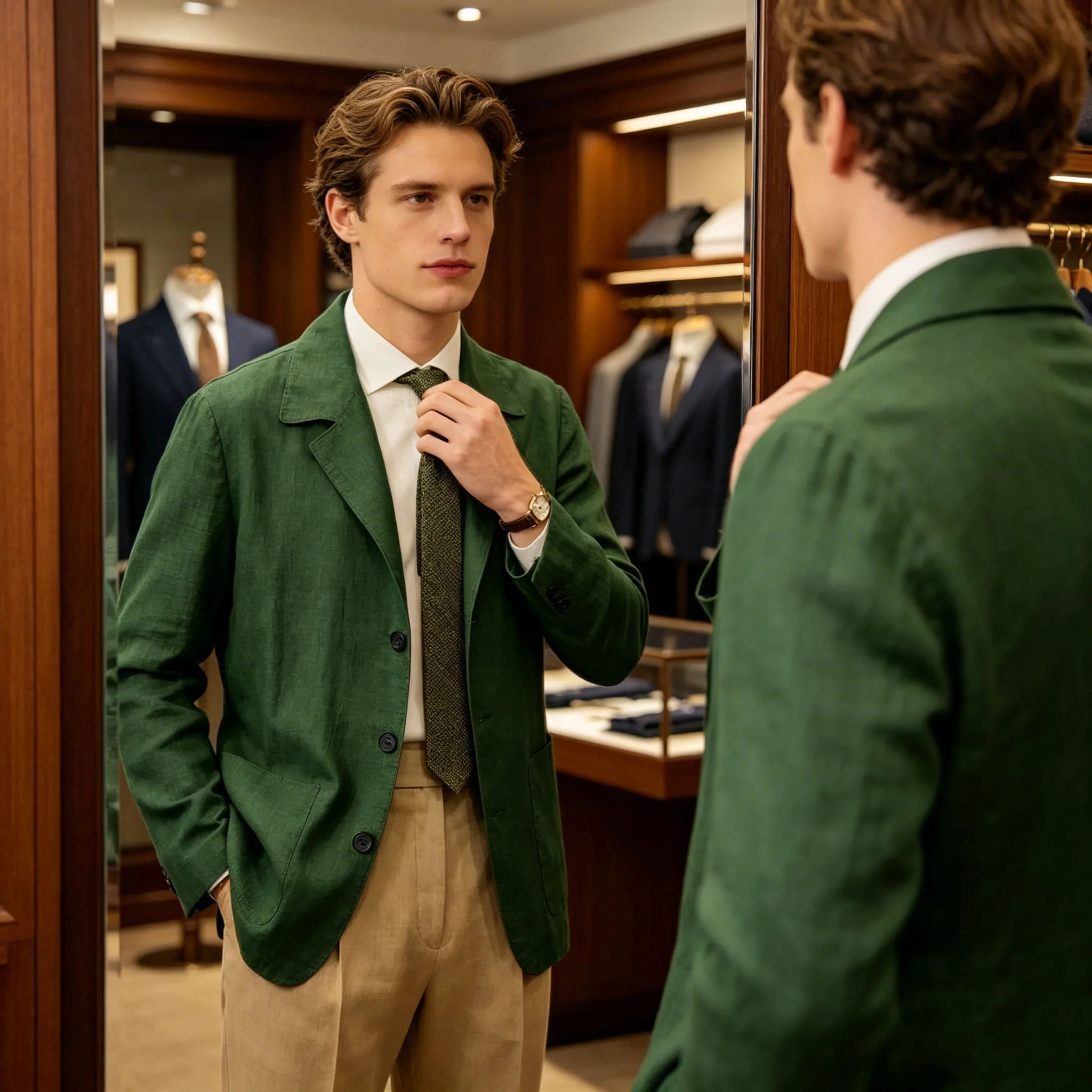 Linen Cotton Blazer Notch Lapel Regular Fit