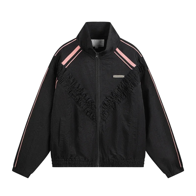 Y2K Women's V Striped Windbreaker Jacket