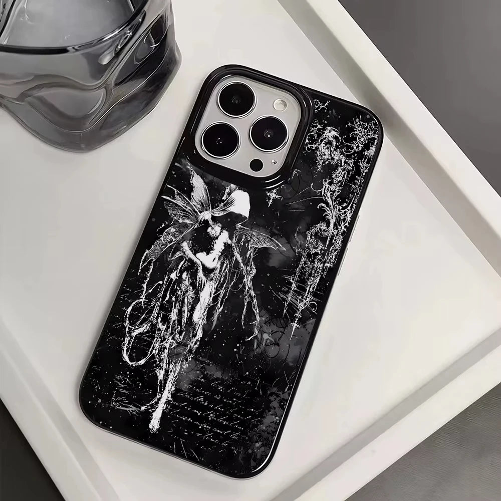 Retro Gothic Angel Black iPhone Cases