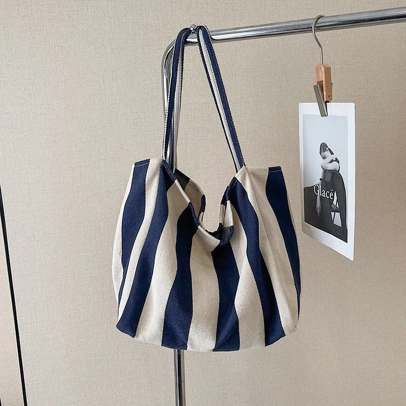 Striped Canvas Shoulder Bag