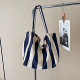 Striped Canvas Shoulder Bag