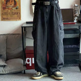 Washed Wide Leg Cargo Jeans