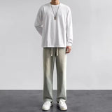 Baggy Elastic Waist Straight Leg Denim Jeans