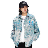 Faded Daisy Print Varsity Jacket