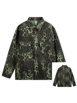 Leopard Green Denim Jacket