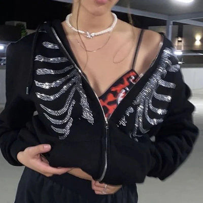 Gothic Skeleton Zip-Up Hoodie