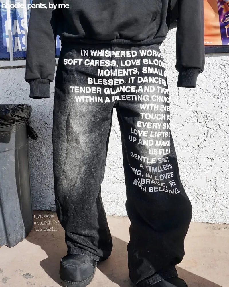 Vintage Metro Quotes Wide-leg Jeans