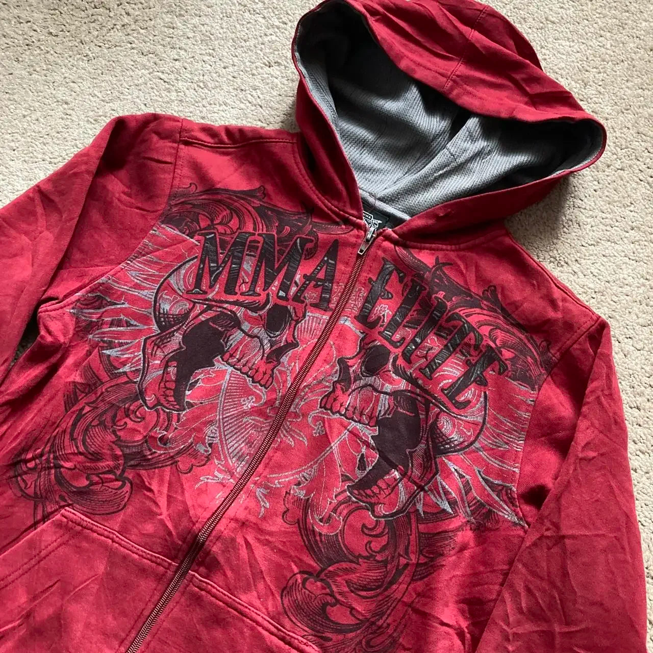 Y2K Elite Kapuzenjacke mit Reißverschluss, Rot