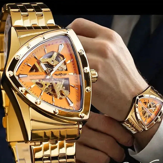 Triangle Skeleton Stainless Steel Watch