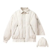 Chaqueta Acolchada de Color Liso con Cuello Vuelto