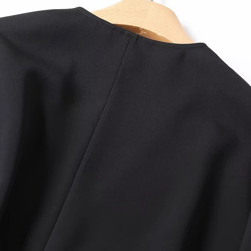 Women Lace Up Wrap High Street Black Blouse