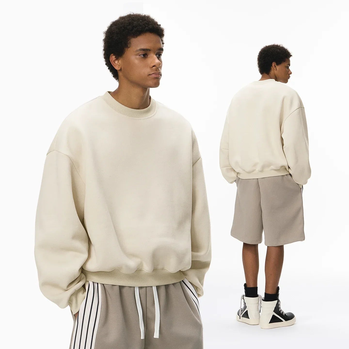 Sweatshirt mit überschnittenen Schultern und Rundhalsausschnitt