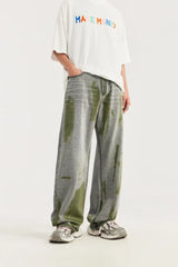 Hand-Painted Wide Leg Jeans