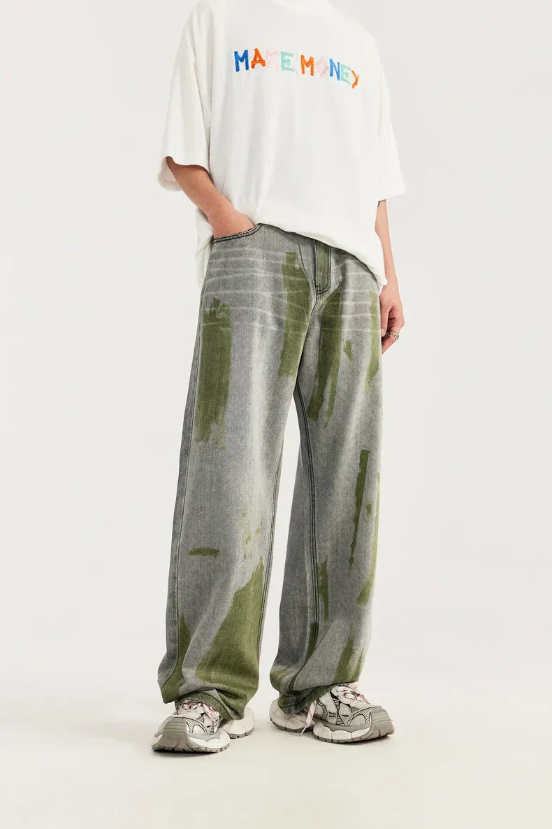 Hand-Painted Wide Leg Jeans