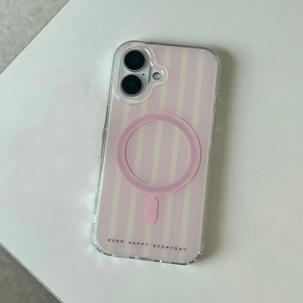 Cute Pink Stripes iPhone Case
