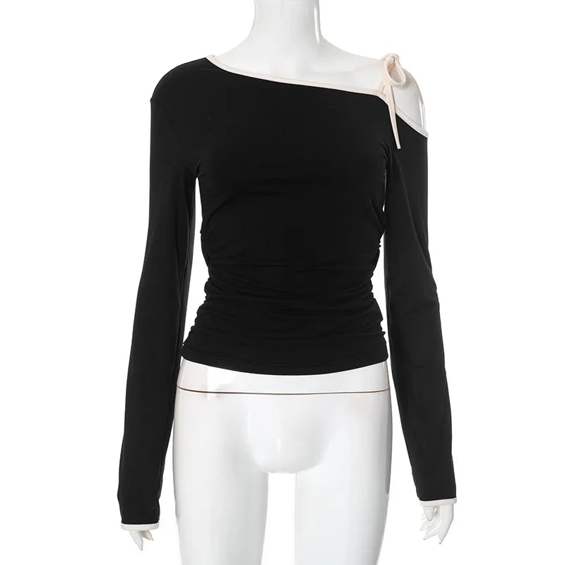 Y2K Off-shoulder Long Sleeve Top
