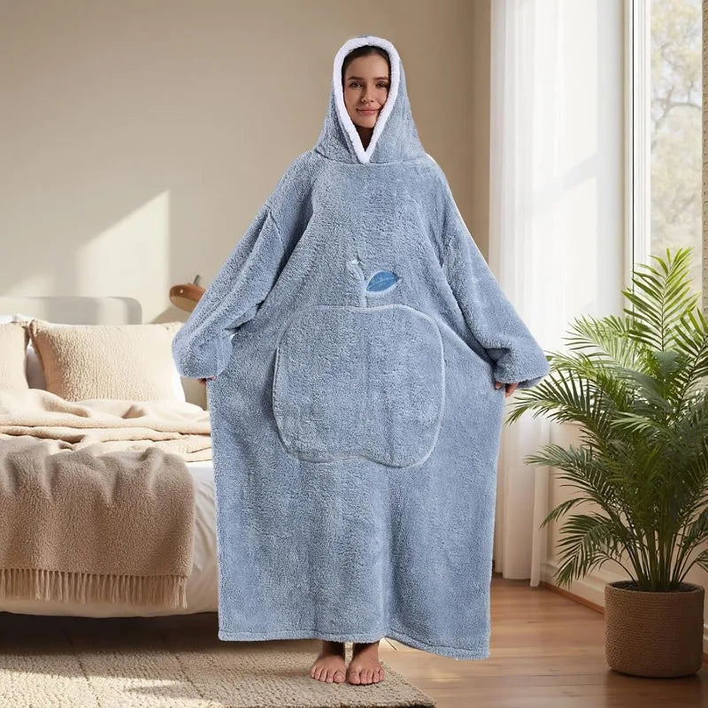 Apple Winter Flannel Hooded Blanket