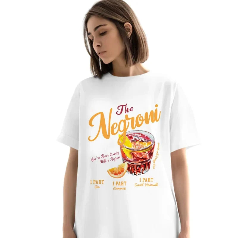 Camiseta Gráfica de Cóctel Negroni Retro Vintage