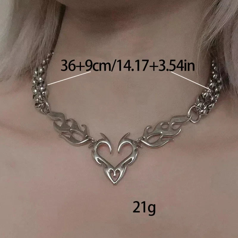 Cyperpunk Flamed Heart Necklace