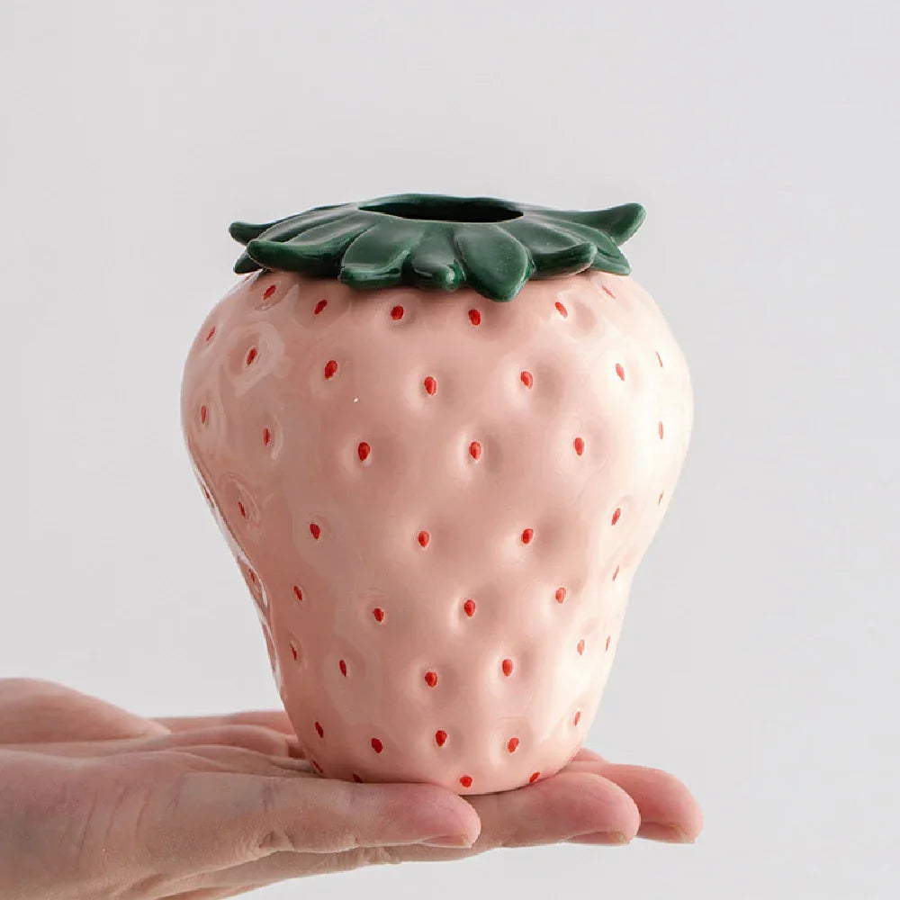 Vintage Strawberry Ceramic Vase