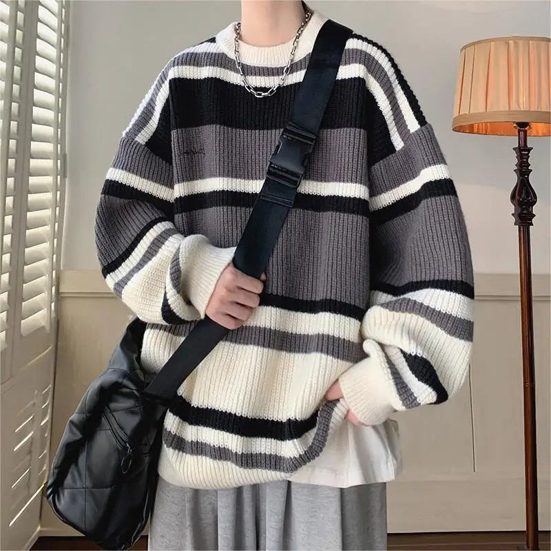 Y2K Vintage gestreifter Strickpullover